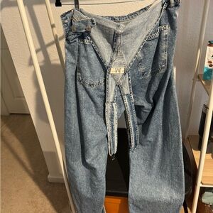 Free People Light Blue Denim Overalls